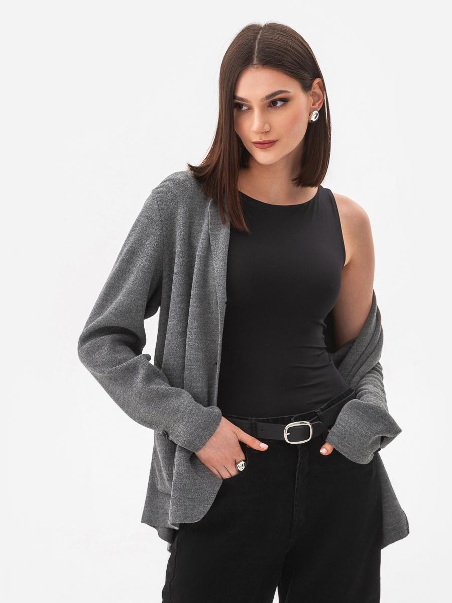 Пиджак легкий вязаный женский SVTR р. 42-50 Серый (596) - фото 2 Пиджак легкий вязаный женский SVTR р. 42-50 Серый (596) - фото 2