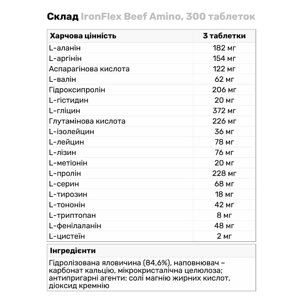Аминокислота IronFlex Beef Amino 300 таб. (8541) - фото 3