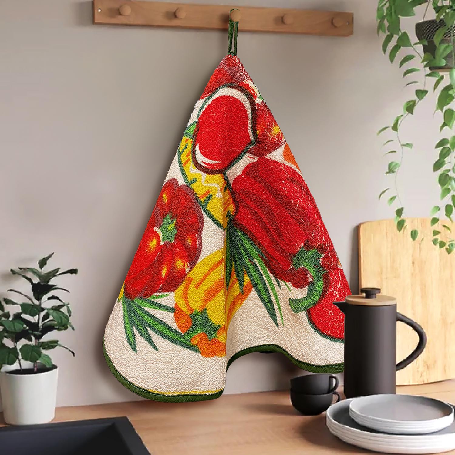 Набор полотенец для кухни ZASTELLI круглые с принтом Овощи 4 шт. 60 см Разноцветный