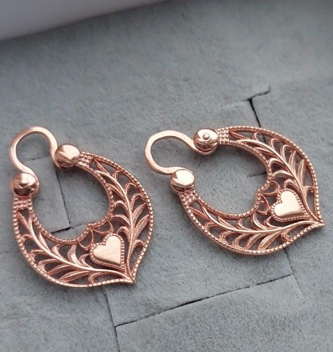 Срібні сережки калачі Серце 925 проби в позолоті дукачі (2824255863) - фото 4