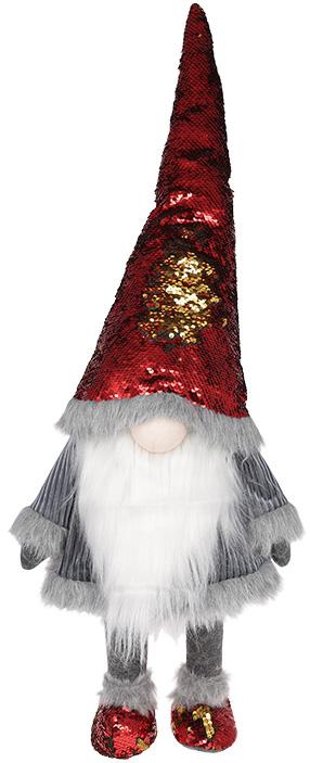 Мягкая игрушка Гномик Grey 30х21х81 см в красных пайетках (BD-910-223)