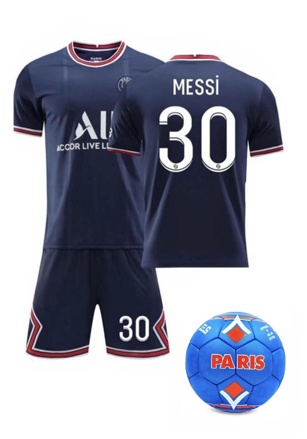 Форма футбольная детская комплект с мячом MESSI 30 PSG 2022 р. 28 14 лет 150-155 см Темно-синий/Темно-красный