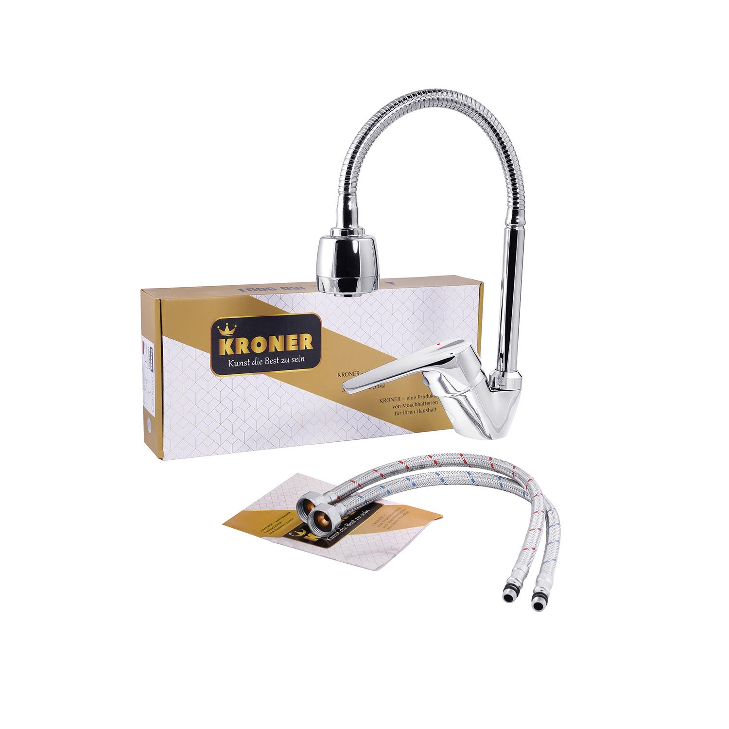 Змішувач для кухні KRONER Odra CV021194 з гнучким виливом Хром (147635) - фото 5