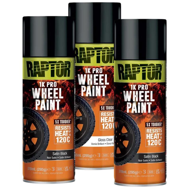 Комплект для фарбування дисків U-POL RAPTOR Wheel Kit 2x378 мл та лак 365 мл Чорний напівмат