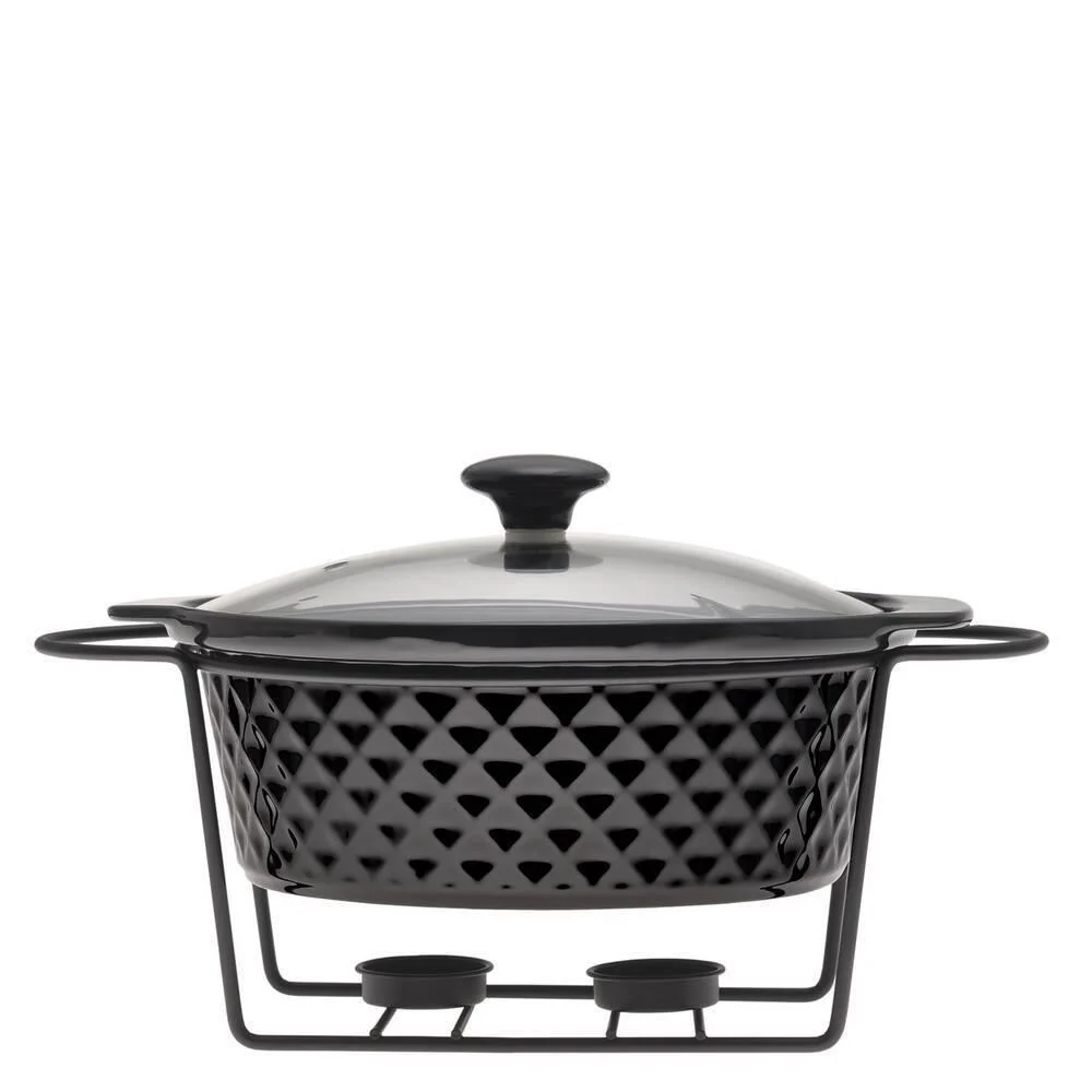 Мармит со стеклянной крышкой и металлической подставкой Kamille KM-6426 керамический 2, 5 л (2072999278)