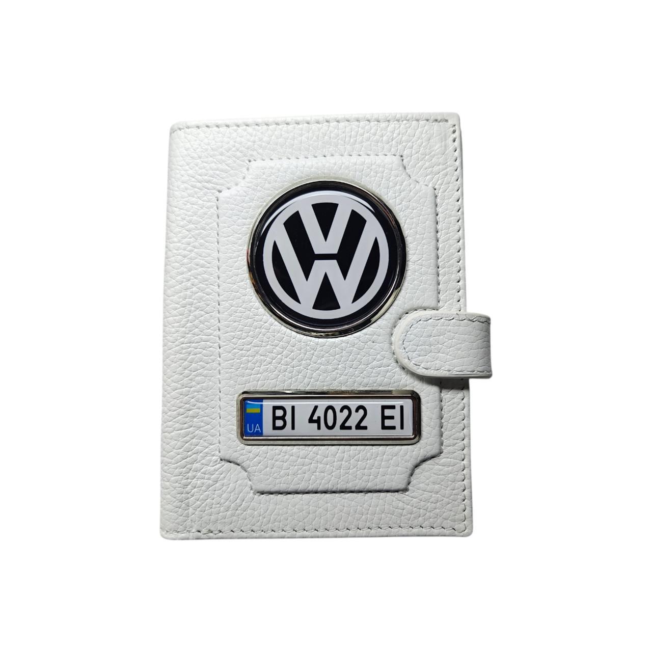 Портмоне для водійських документів Volkswagen натуральна шкіра Білий (2492655729)