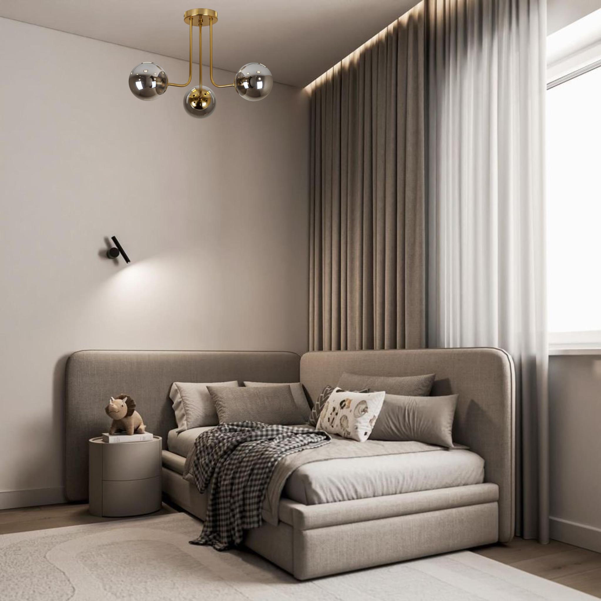 Люстра стельова Triple Glow із 3 плафонами-кульами Бронзовий/Графітовий (52-9908-3 BRZ+BK) - фото 2 Люстра стельова Triple Glow із 3 плафонами-кульами Бронзовий/Графітовий (52-9908-3 BRZ+BK) - фото 2