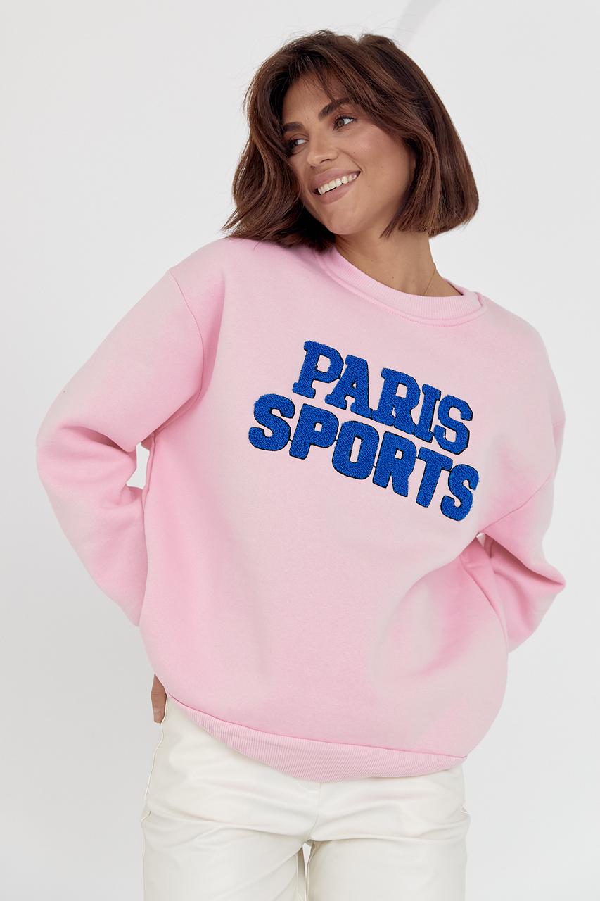 Свитшот на флисе "Paris Sports" S Розовый (12489569)