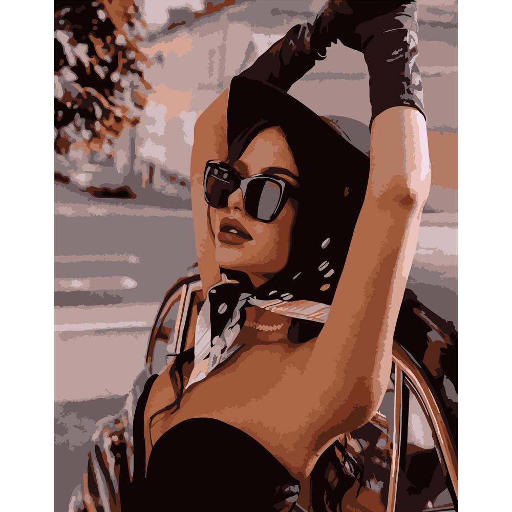 Картина по номерам Strateg Премиум Девушка в очках 40x50 см (DY242)