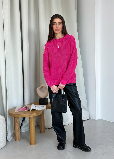Джемпер зі спущеним плечем Cotton S/M Фуксія (33081) - фото 4 Джемпер зі спущеним плечем Cotton S/M Фуксія (33081) - фото 4