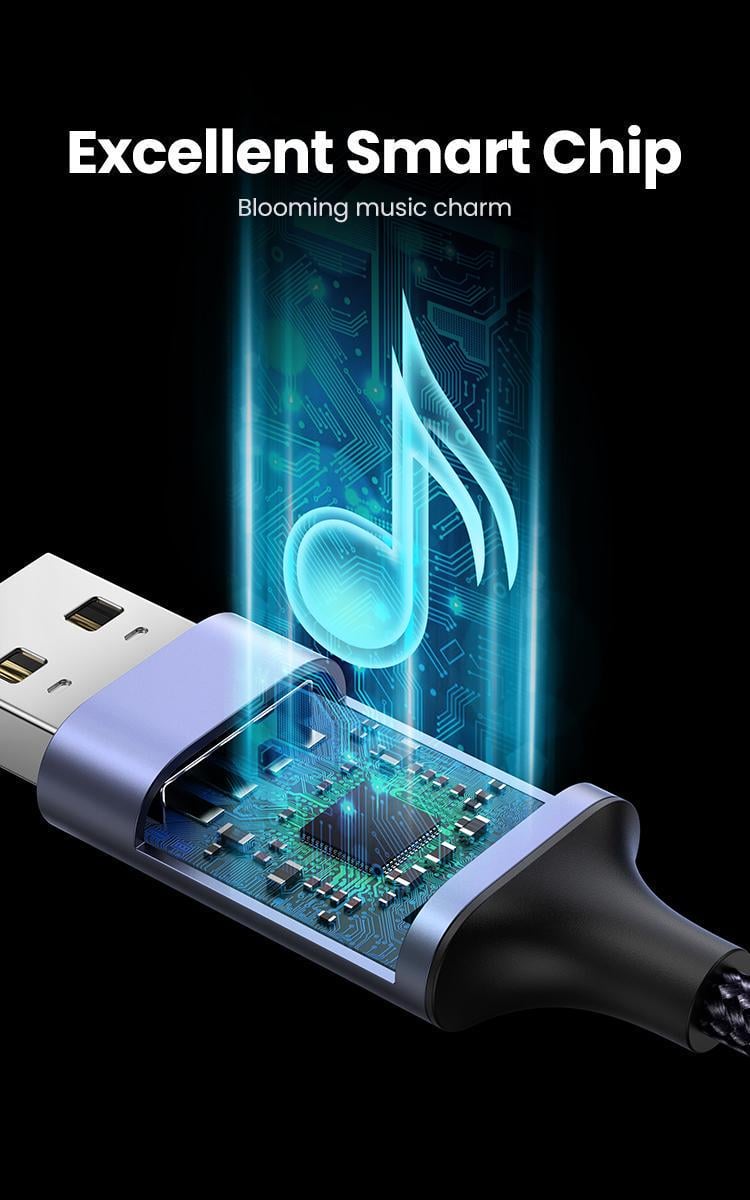 Звукова карта з підтримкою мікрофону UGREEN USB-3,5 мм minijack 24 біт/96 кГц TRRS AUX 4-піновий металевий Чорний (30757) - фото 2 Звукова карта з підтримкою мікрофону UGREEN USB-3,5 мм minijack 24 біт/96 кГц TRRS AUX 4-піновий металевий Чорний (30757) - фото 2