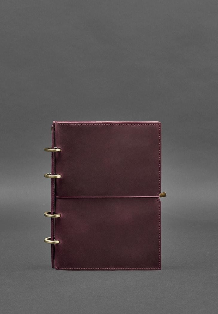 Блокнот шкіряний А5 на кільцях Софт-бук 9.0 в м'якій обкладинці Бордовий (A-026829)