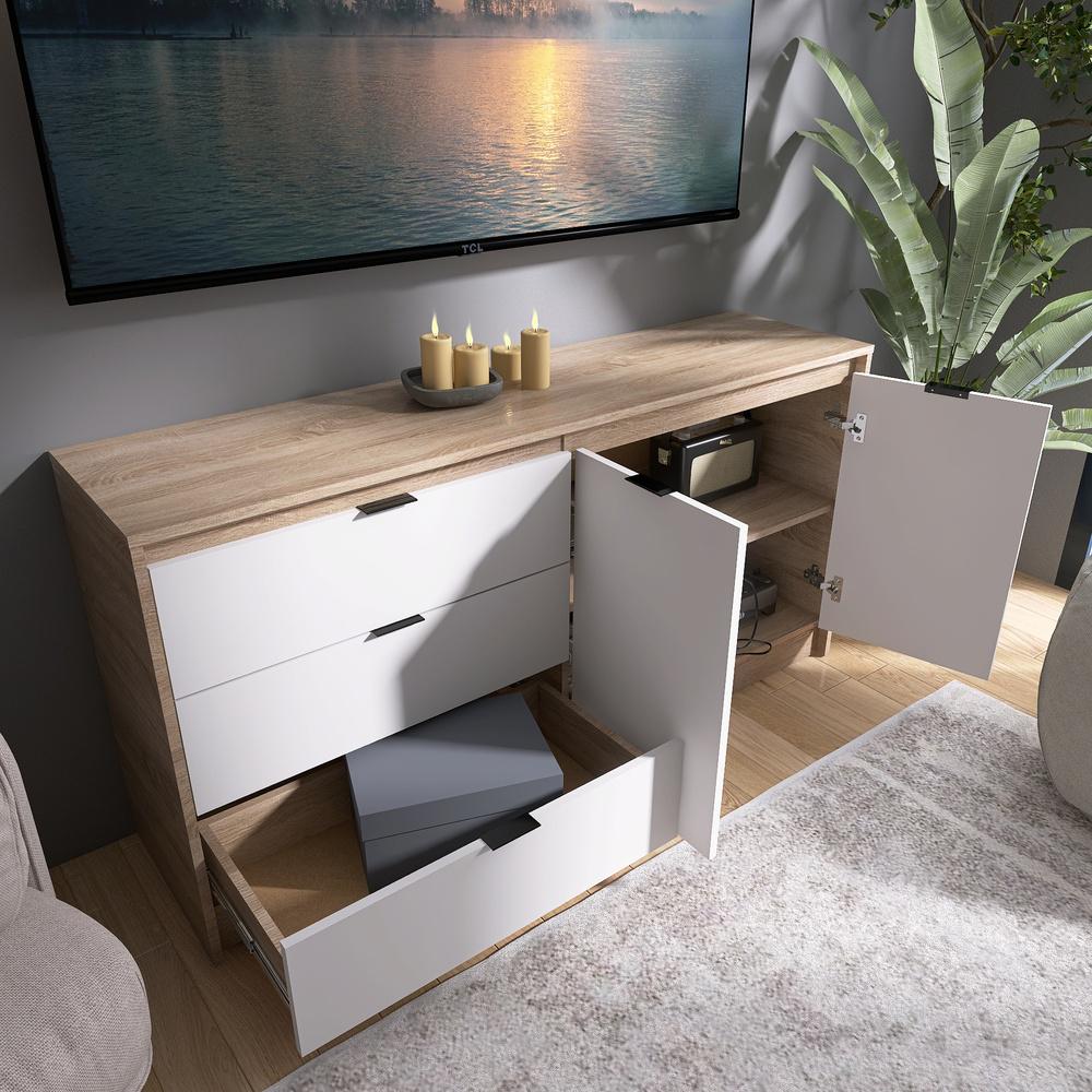 Комод с дверью и 3-мя ящиками Эверест Сити-1500 1502х38х746 мм Дуб сонома/Белый (EVR-071102) - фото 4 Комод с дверью и 3-мя ящиками Эверест Сити-1500 1502х38х746 мм Дуб сонома/Белый (EVR-071102) - фото 4