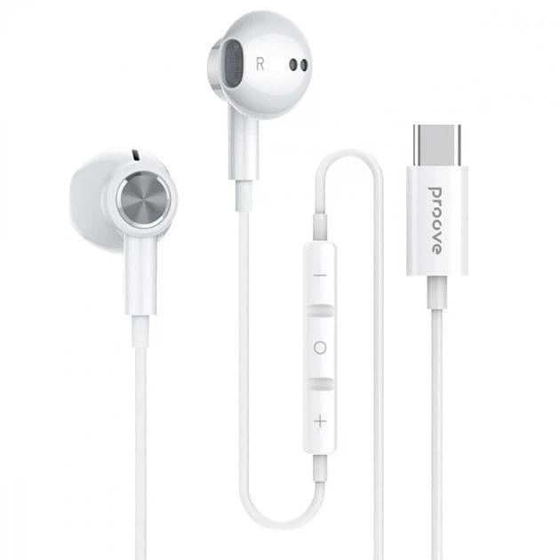 Наушники проводные Proove Echo Type-C ECWE00000202 с микрофоном регулятор громкости переключатель треков Белый (8001)