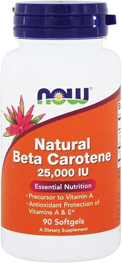 Бета-каротин натуральний Natural Beta Carotene NOW Foods 7500 мкг 25 000 МЕ 90 кап.