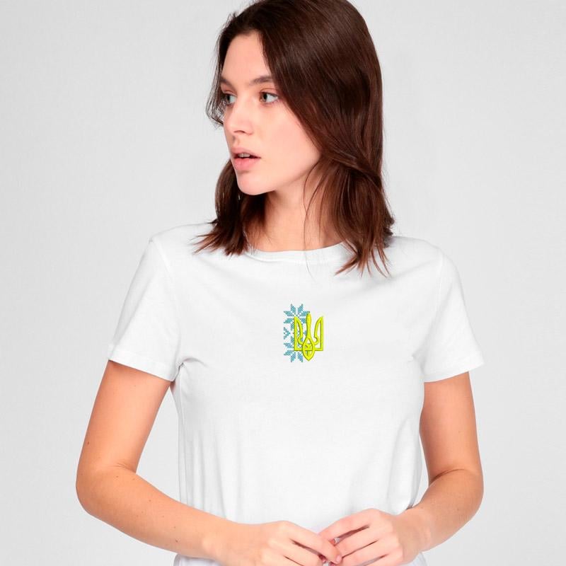 Футболка з вишивкою тризуба 02-2 жіноча 2XL Білий (995721-18-4)