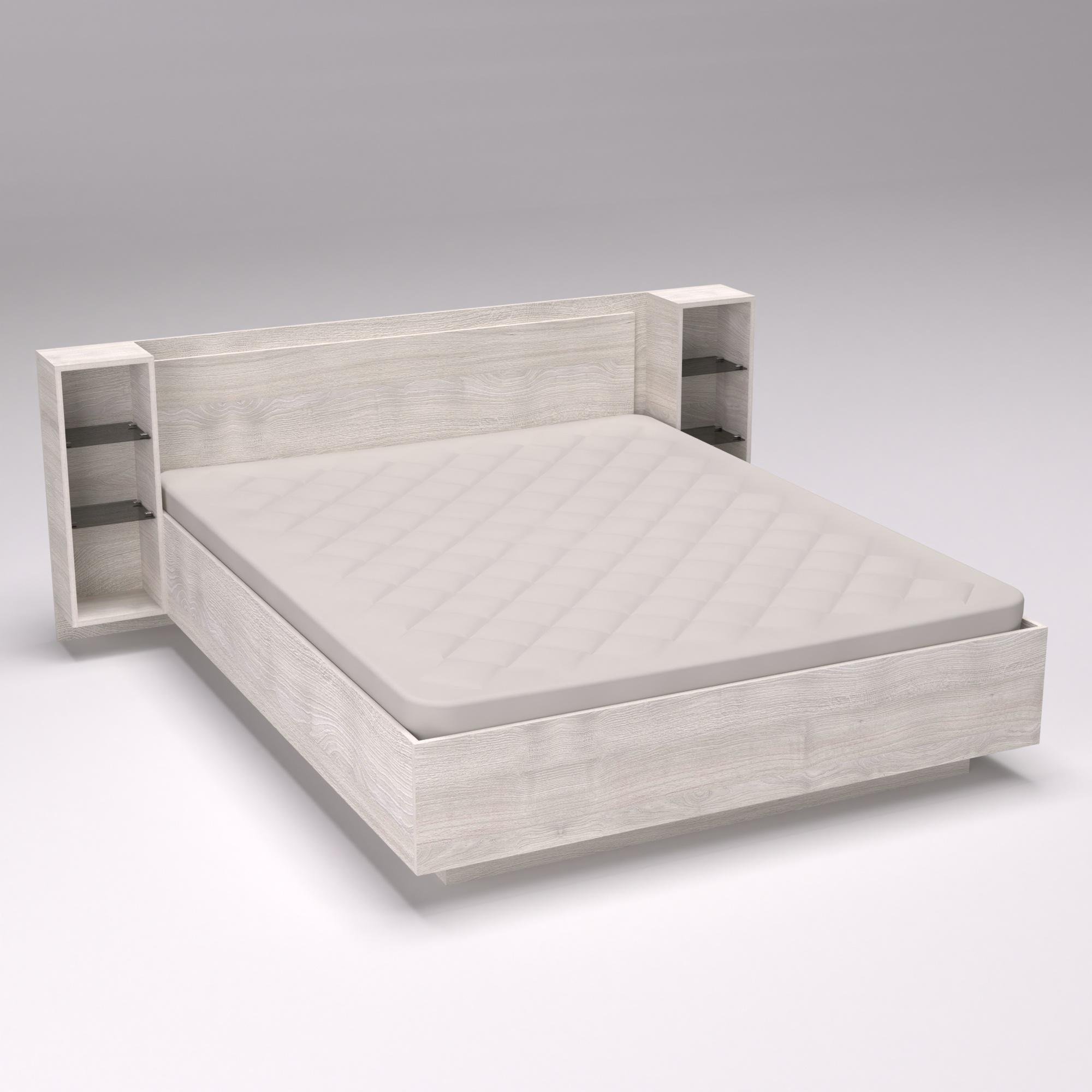 Кровать двуспальная Кристалл №1 2035х1976х850 мм Дуб Шамони светлый (13288)