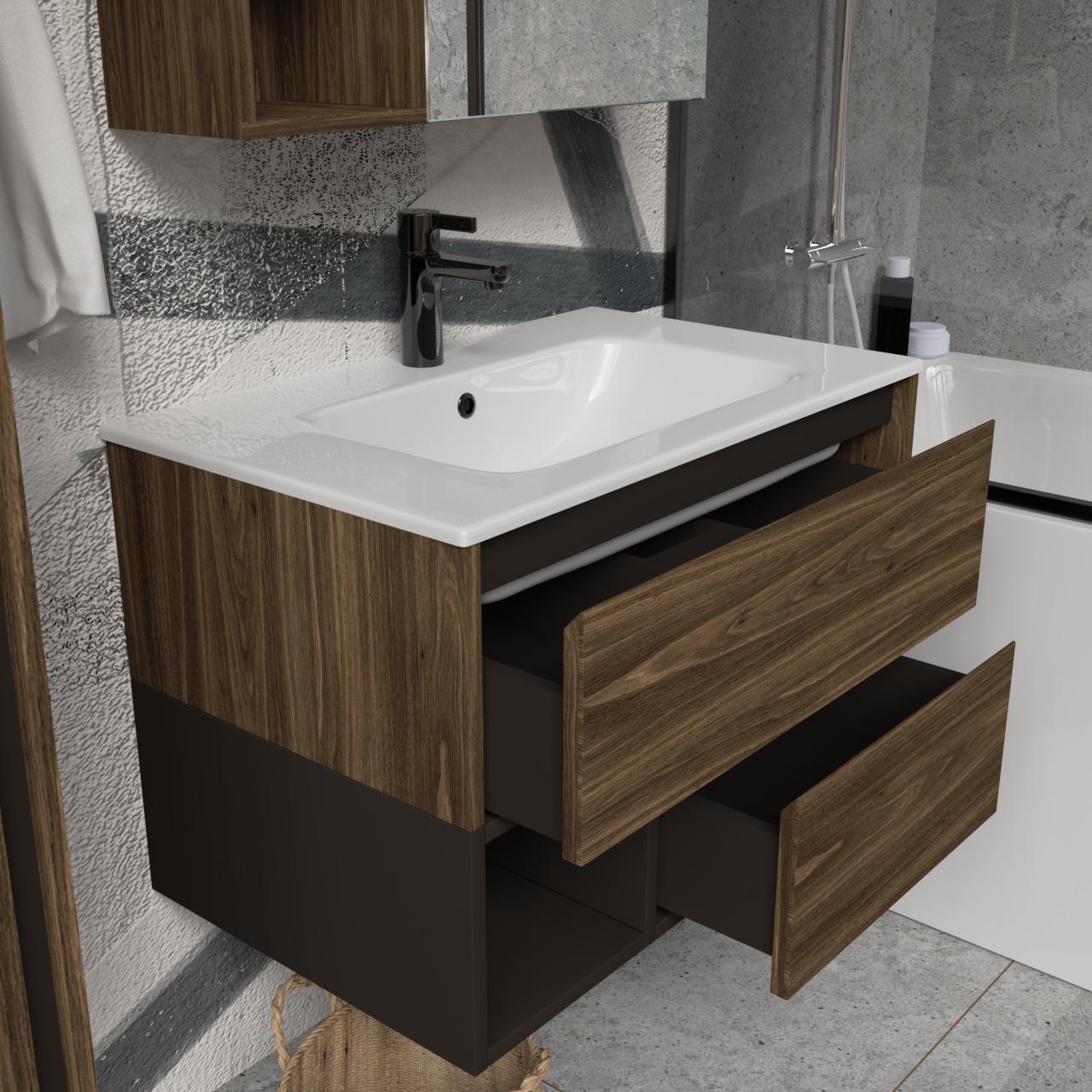 Тумба підвісна з раковиною MVK Vostok Craft 70 В2 700х450х530 мм Дуб Бурбон (c270br) - фото 3