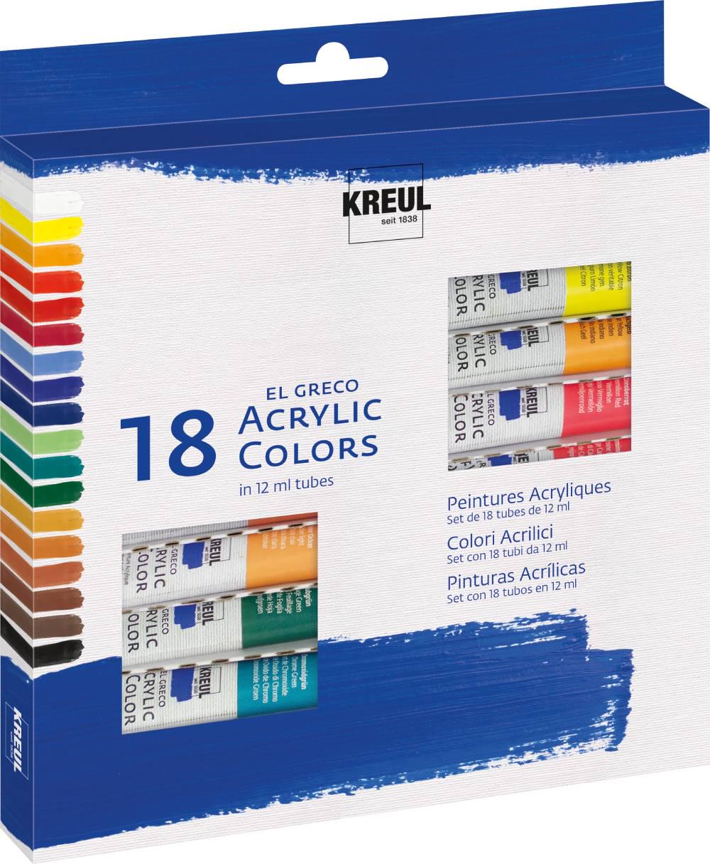 Набір акрилових фарб Kreul El Greco 18 кольорів по 12 мл (KR-28251) Набір акрилових фарб Kreul El Greco 18 кольорів по 12 мл (KR-28251)
