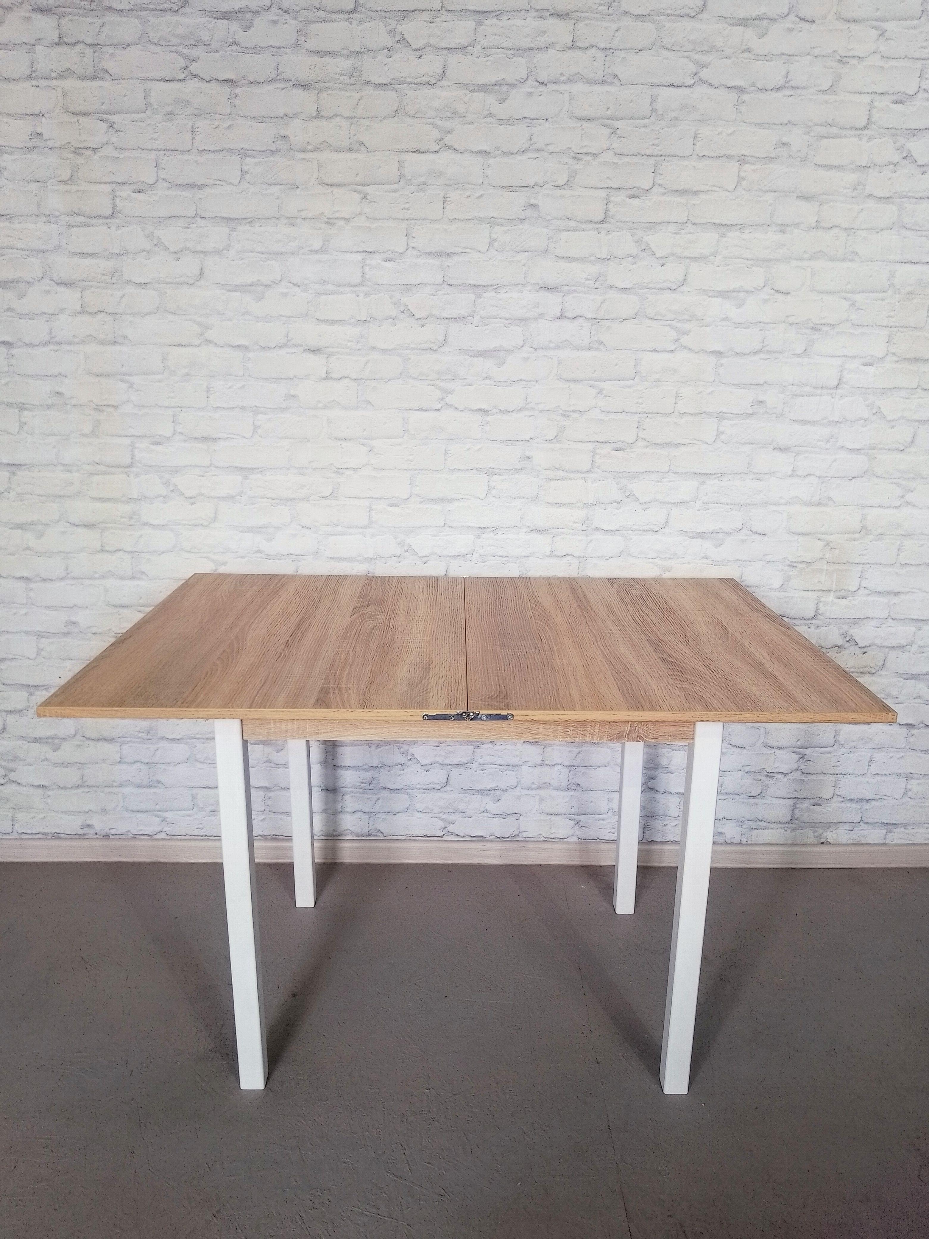 Обеденный стол Вента раскладной ножки деревянные 80х60х75 см Дуб сонома/Белый (0006) - фото 5 Обеденный стол Вента раскладной ножки деревянные 80х60х75 см Дуб сонома/Белый (0006) - фото 5