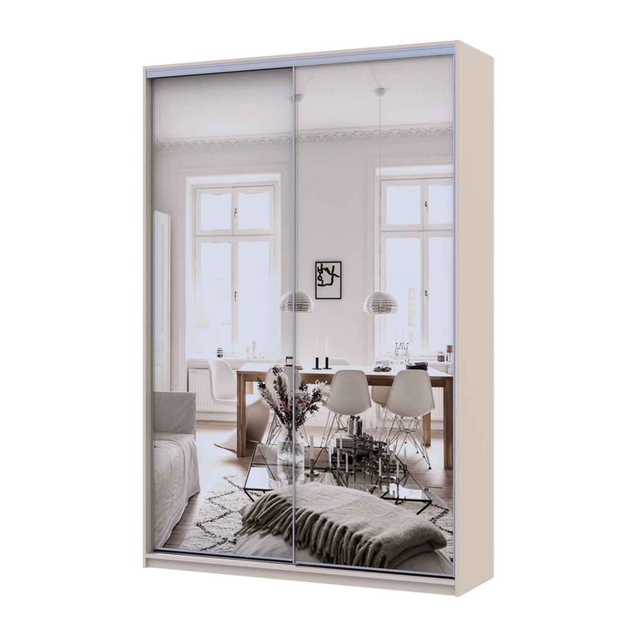 Шафа купе Doros Сіті Лайт 2 дзеркала 150х45х225 см Кашемір (80736362)