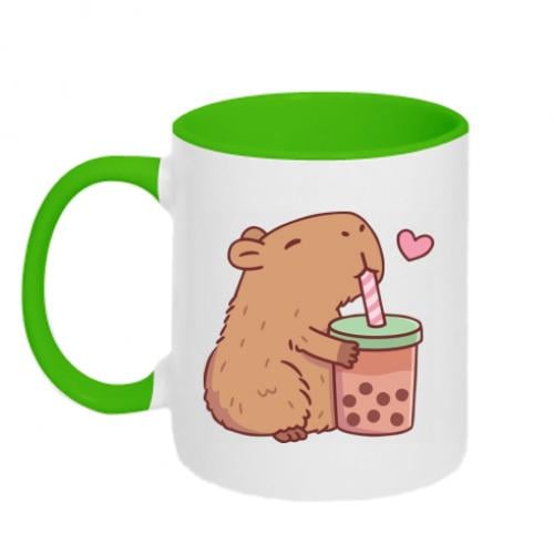 Чашка двухцветная Boba tea capybara 320 мл Белый с зеленым (14709248-37-188160)