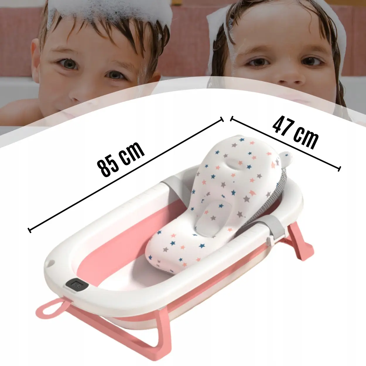 Детская ванночка для купания новорожденных с термометром и подушкой Розовый - фото 5 Детская ванночка для купания новорожденных с термометром и подушкой Розовый - фото 5