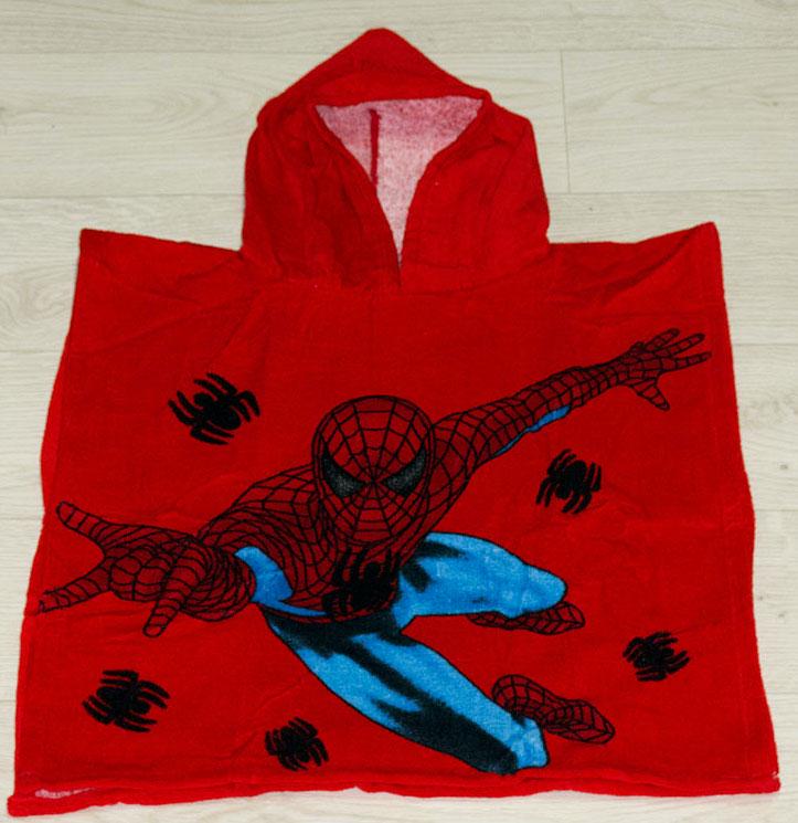 Пончо детское пляжное с капюшоном Человек-паук