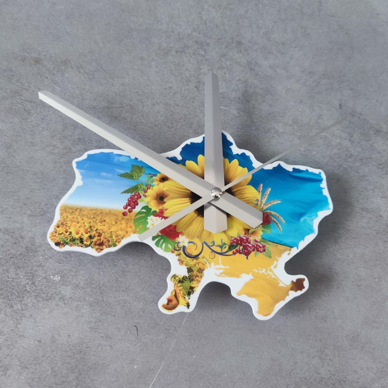 Часы настенные Карта Украины сувенирные Серебристый (2582900908)