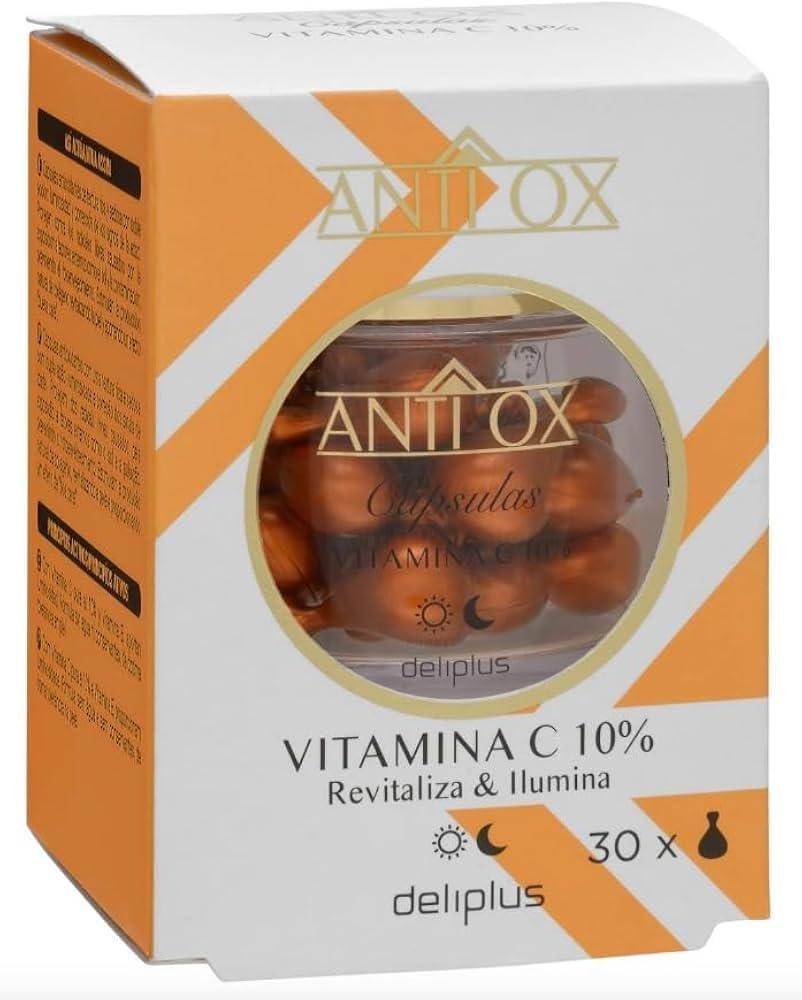 Сироватка антивікова відновлююча для обличчя Вітамін C 10% AntiOx Deliplus в капсулах 30 шт.