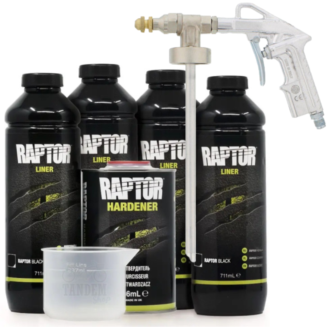 Защитное покрытие повышенной прочности RAPTOR™ U-POL и пистолет с дюзой 4 л Чорний Защитное покрытие повышенной прочности RAPTOR™ U-POL и пистолет с дюзой 4 л Чорний