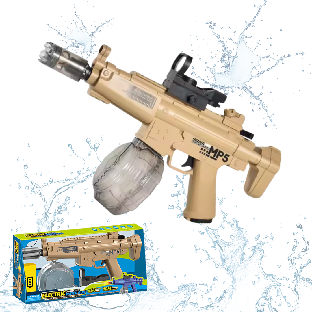 Пистолет водный электрический для детей МР5 на аккумуляторе с подсветкой Коричневый