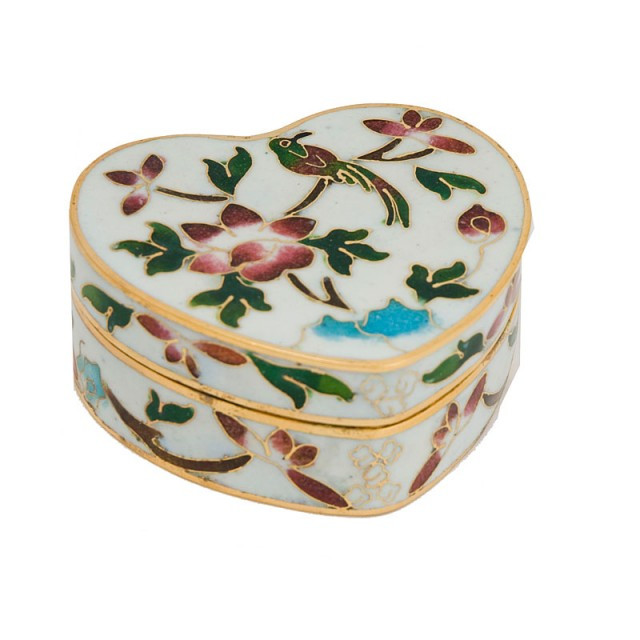 Шкатулка клуазоне Сердце 2,5х6х5,5 см Белый (А4549)