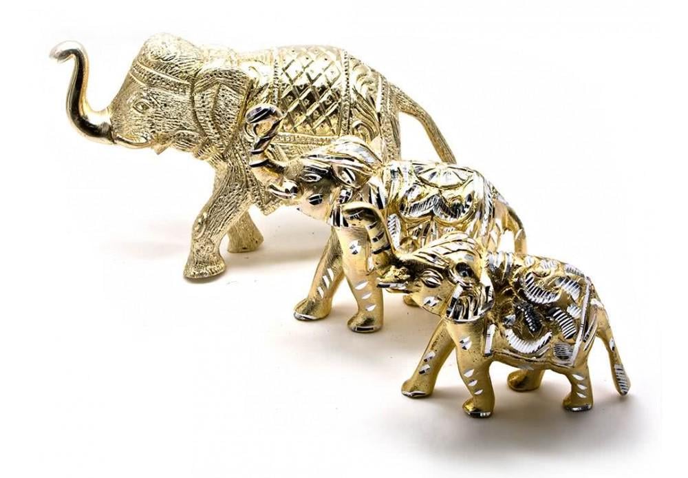 Статуетка Слони різьблені з алюмінію (25832)