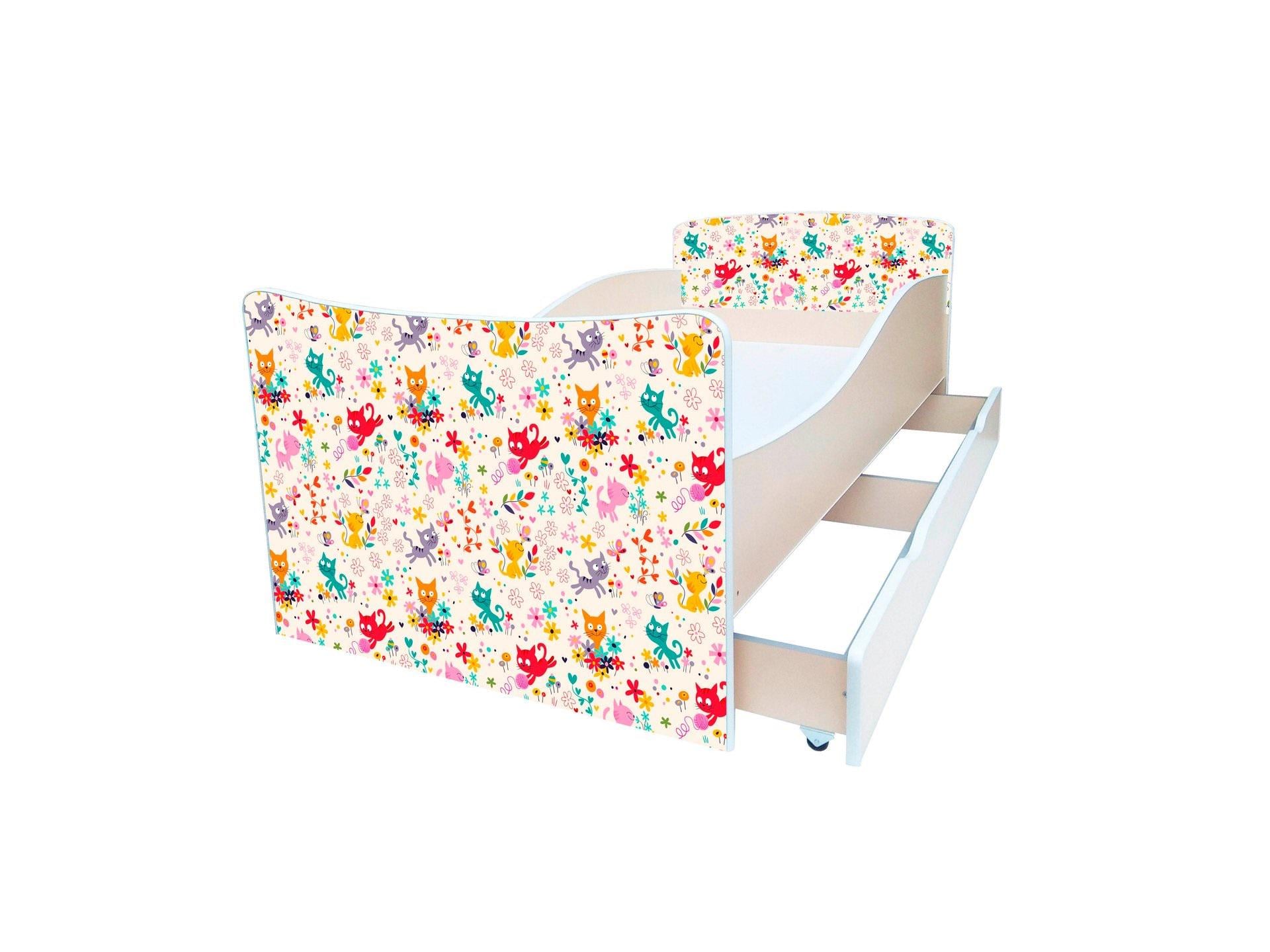Кровать детская Viorina-Deko Kinder 11 с ящиком ламинированная ДСП 80х170 см Белый/Принт (47224)