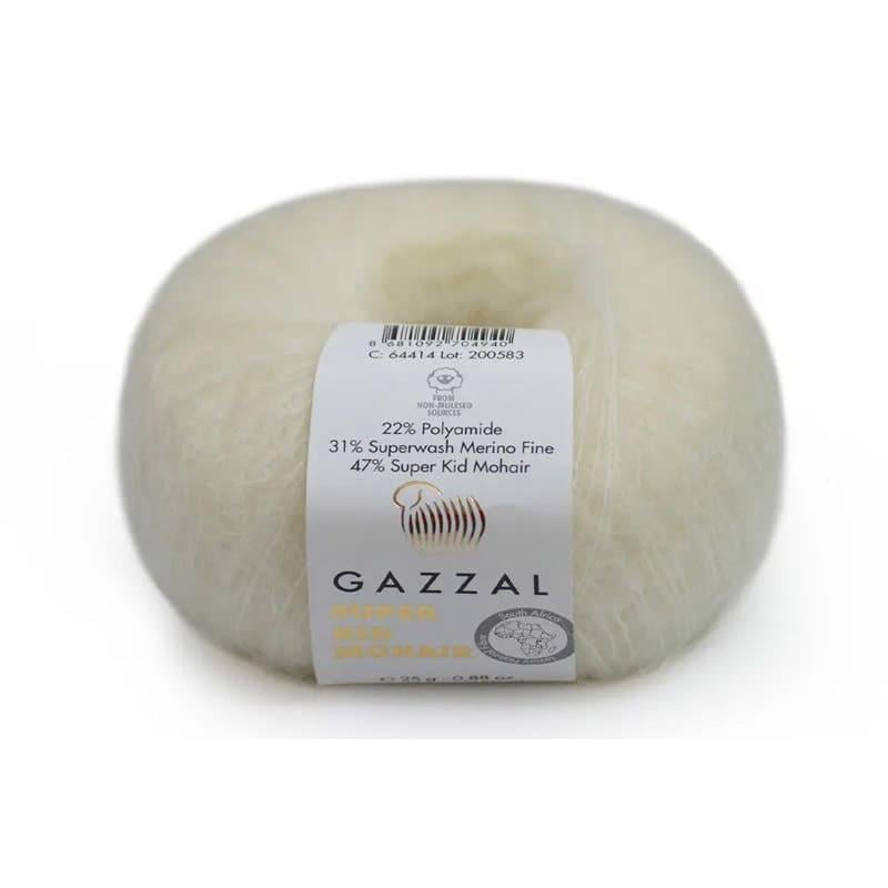 Пряжа Gazzal Super Kid Mohair 64416 Молочный