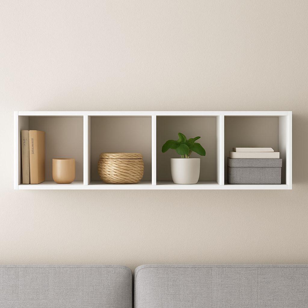 Стелаж настінно-підлоговий модульний MEBLIBUD KUB 4 секції Білий - фото 3 Стелаж настінно-підлоговий модульний MEBLIBUD KUB 4 секції Білий - фото 3