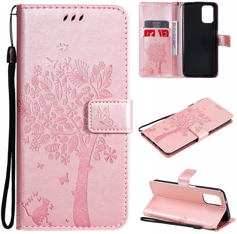 Чехол для Xiaomi Redmi 10 (рисунок кот и дерево) Rose Gold (23757-27)