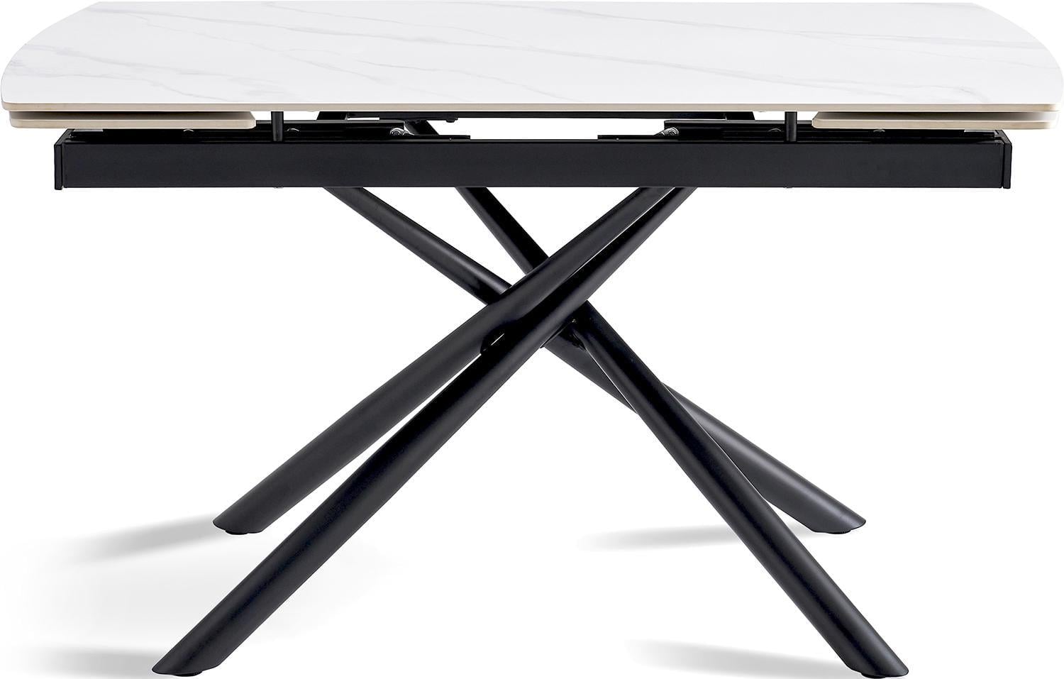 Стол обеденный Alba раскладной 6-8 мест 140 см Pure white ceramic top black base (13969)