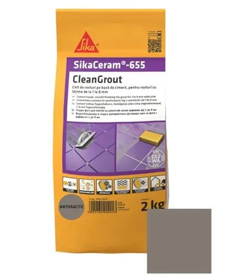 Затирка цементна для швів Sika Sikaceram-655 2 кг Антрацит Затирка цементна для швів Sika Sikaceram-655 2 кг Антрацит