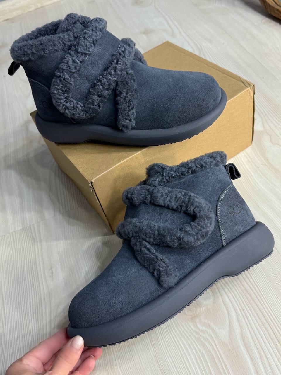 Черевики жіночі Hengji 13-9 уггі замшеві на хутрі з опушкою р. 38 Сірий (5645) - фото 4