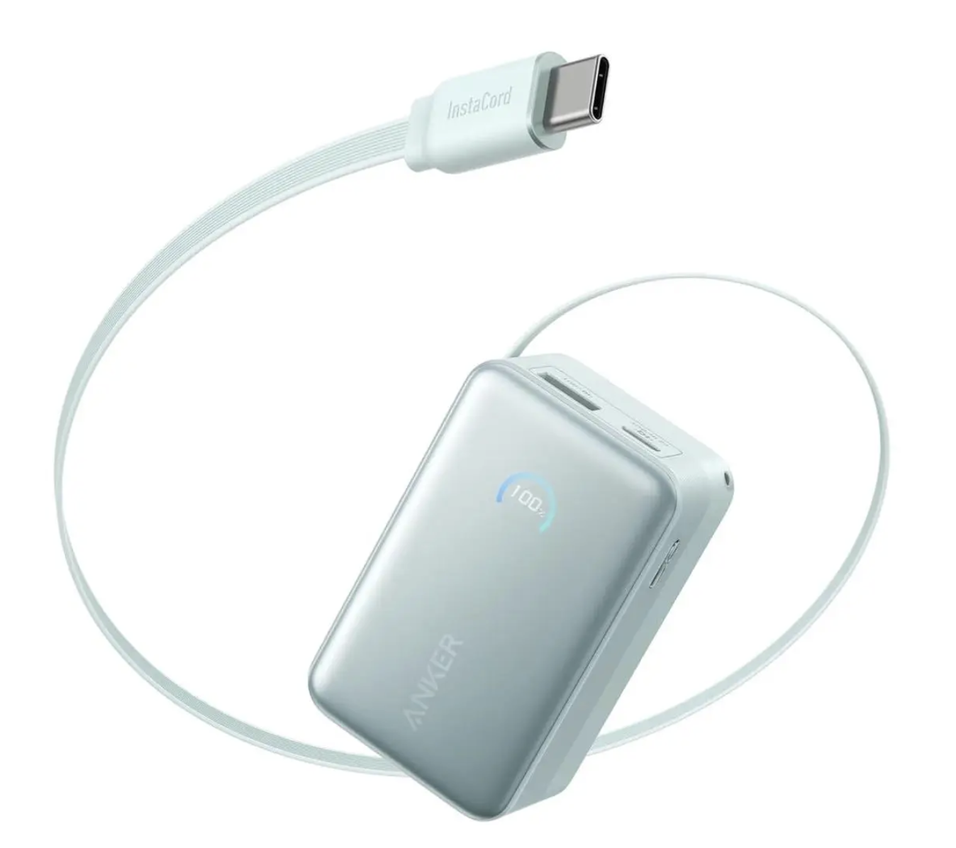 Повербанк Anker Nano 10000 mAh с выдвижным кабелем 70 см и мощностью 45W Green (A1638P61)
