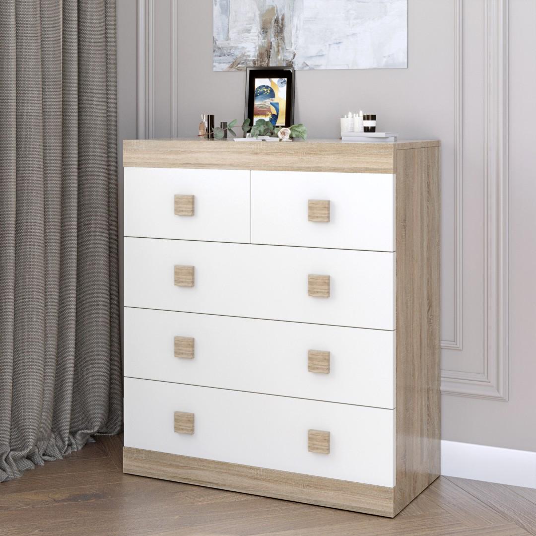 Комод Everest Соната 3 800х376х931 мм Сонома/Белый (11231) - фото 2 Комод Everest Соната 3 800х376х931 мм Сонома/Белый (11231) - фото 2