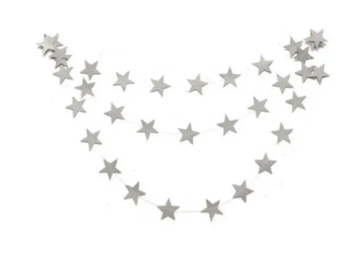 Гирлянда Звездочки 4 м x 7 см Серебристый матовый (34702) Гирлянда Звездочки 4 м x 7 см Серебристый матовый (34702)