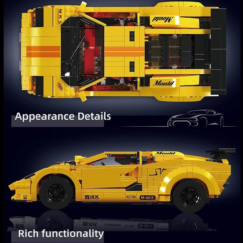 Конструктор детский Mould King TECHNIC Lamborghini Countach Машина на радиоуправлении для мальчика 1384 дет. (22773726) - фото 6 Конструктор детский Mould King TECHNIC Lamborghini Countach Машина на радиоуправлении для мальчика 1384 дет. (22773726) - фото 6