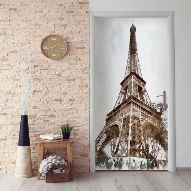 Наклейка интерьерная на двери Sticker Wall SW-00000978 Эйфелева башня в тумане 104х210 см