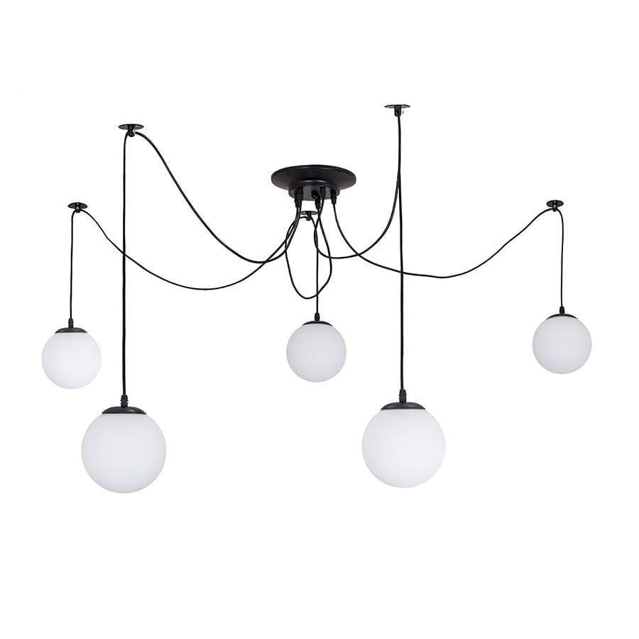 Світильник підвісний павук Light House LS-19447-5 BK/WH білий плафон Чорний