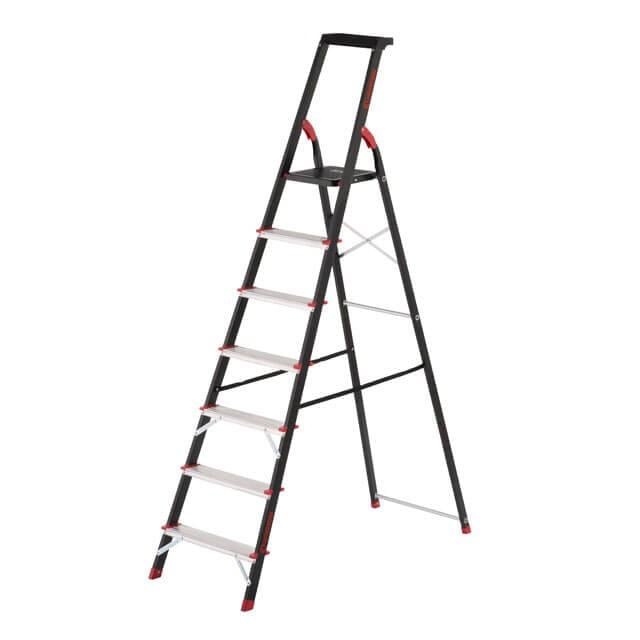 Лестница стальная Intertool 7 ступеней лоток для инвентаря высота 2003 мм высота до платформы 1500 мм 150 кг (LT-0057)