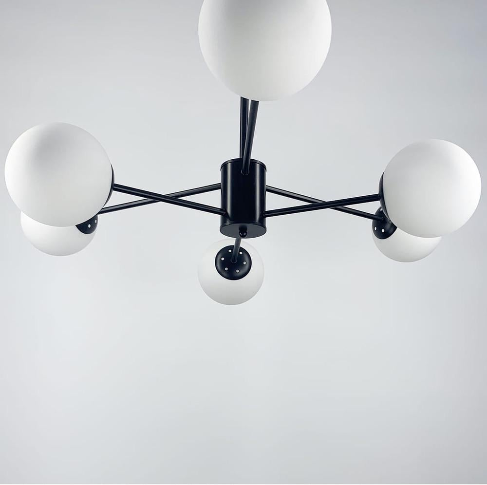 Люстра мінімалістична на 6 білих матових плафонів (CD 111/6 BK) - фото 6 Люстра мінімалістична на 6 білих матових плафонів (CD 111/6 BK) - фото 6