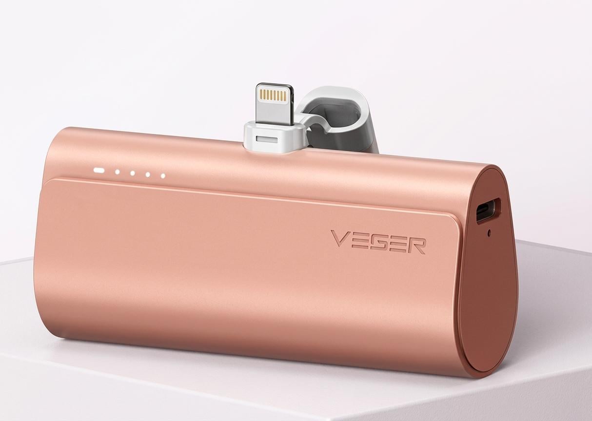 Зарядное устройство портативное VEGER V0556P для iPhone минибыстрая зарядка на 5000 мАч Розовый